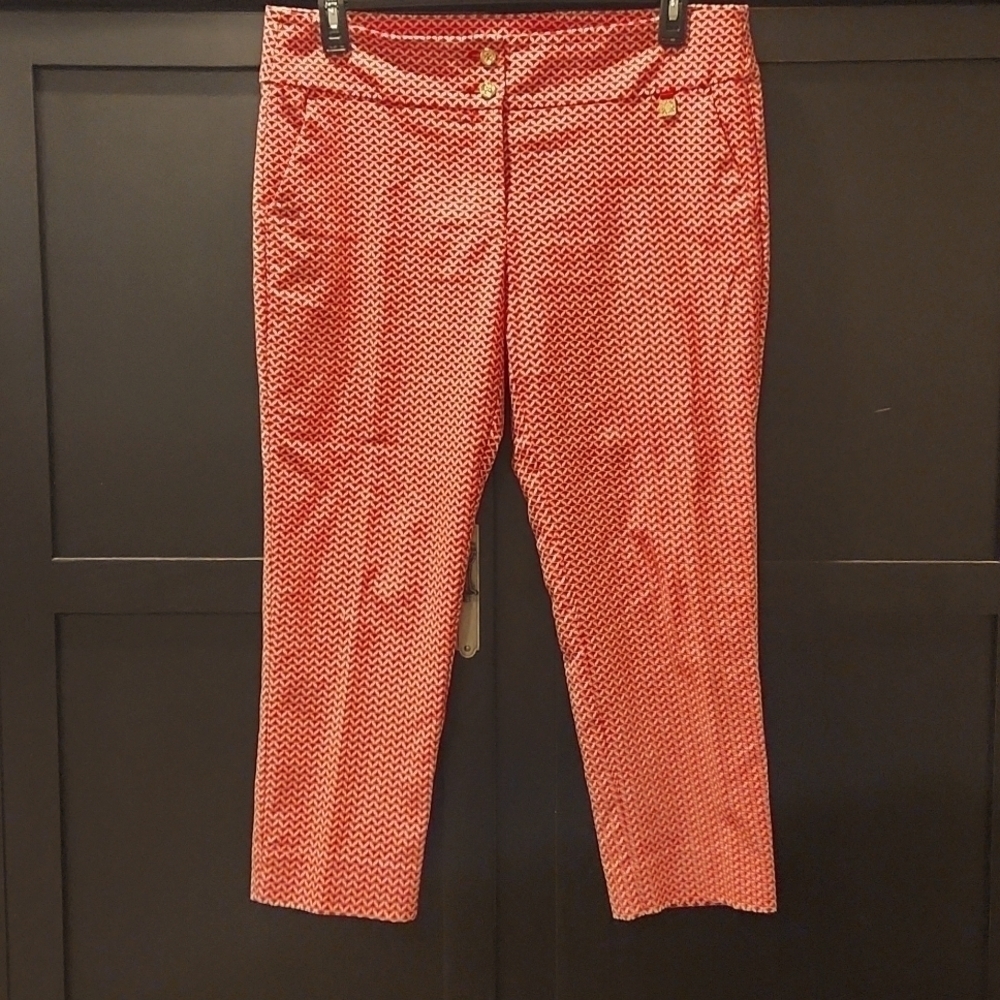 Anne Klein SZ 12 Red Print Pixie Pant